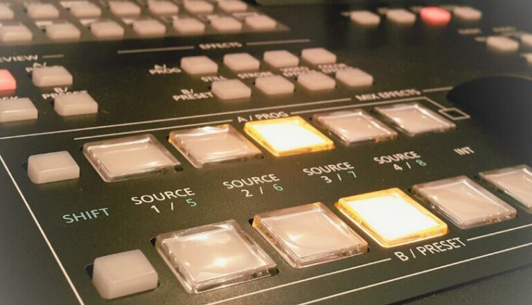 audio board with illuminated buttons